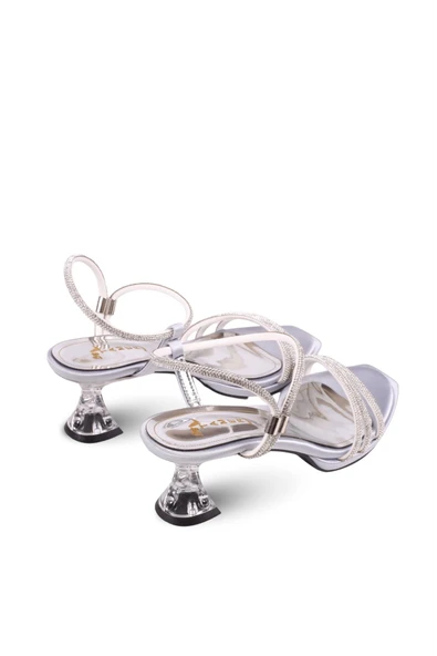 Papuç Sepeti 4750 Kadın 5 Cm Topuk Taşlı Abiye Sandalet - Resim 4