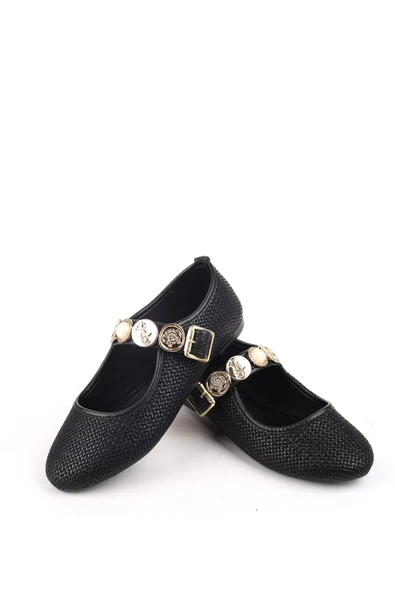 Papuç Sepeti 4709 Rahat Taban Broş Detaylı Kadın Babet Ayakkabı - Resim 7