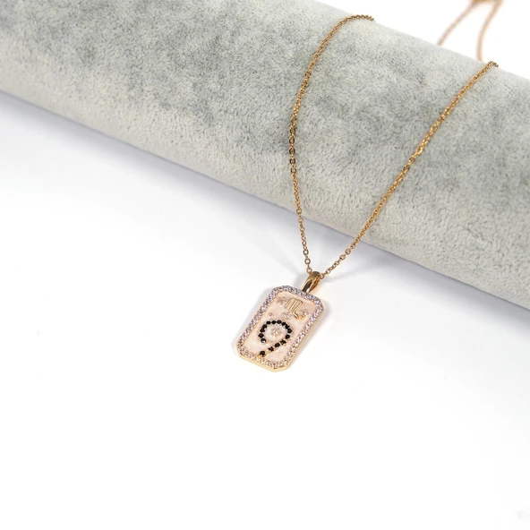 Çelik Kolye, Altın Kaplama Akrep Burcu Kadın Kolye K-107 - Resim 2