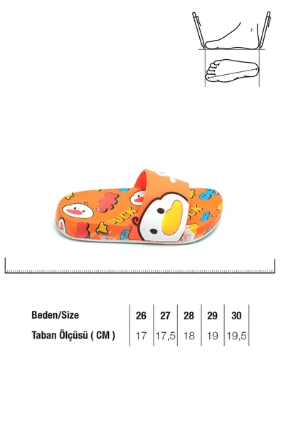 Gezer Ördek Desenli Kaydırmaz Taban Kız Çocuk Terlik - Resim 4