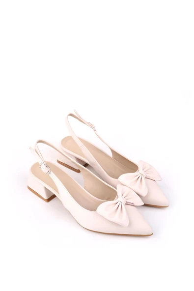 Papuç Sepeti MR150 Kadın Fiyonklu 4,5 Cm Topuklu Ayakkabı - Resim 2