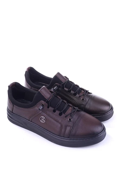 Papuç Sepeti 610 Hakiki Deri Streç Bağcıklı Günlük Erkek Ayakkabı - Resim 2