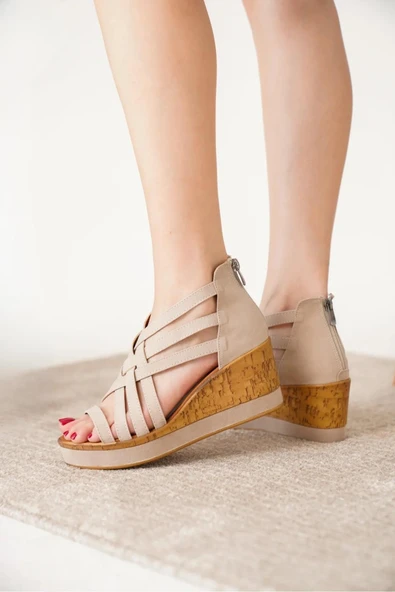 Papuç Sepeti 2000 Kadın 7 Cm Dolgu Topuk Rahat Yazlık Ayakkabı - Resim 4