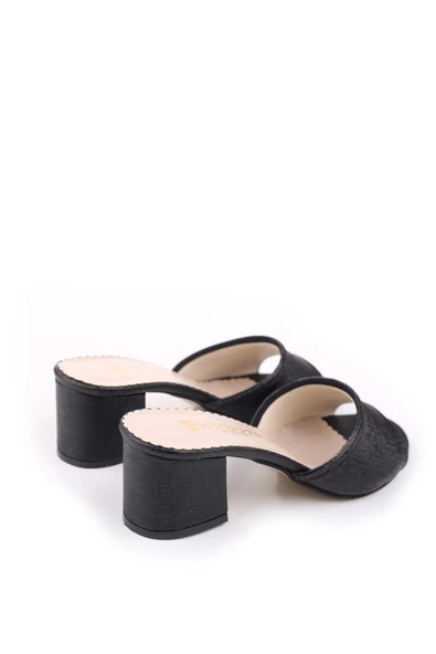 Papuç Sepeti 4854 Kadın Taşlı  Kare Topuk Rahat Taban  Çeyiz Terlik - Resim 4