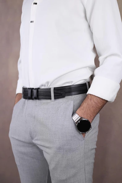 Papuç Sepeti 4399 Erkek Rugan Kumaş Kemeri - Resim 3