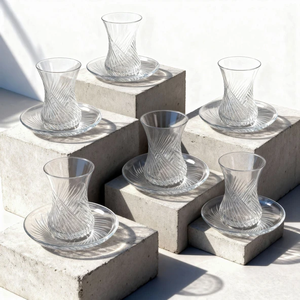 GÜRAL PORSELEN Güral Cam 12 Parça 6 Kişilik  Çay Takımı Mystıc - Resim 3