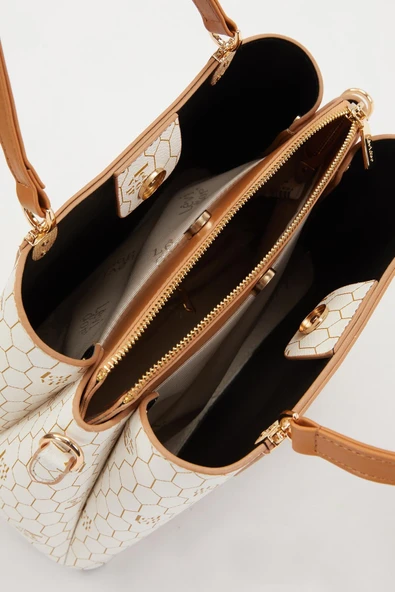 Levidor Krem Kadın El ve Omuz Çantası 930216 - Resim 5