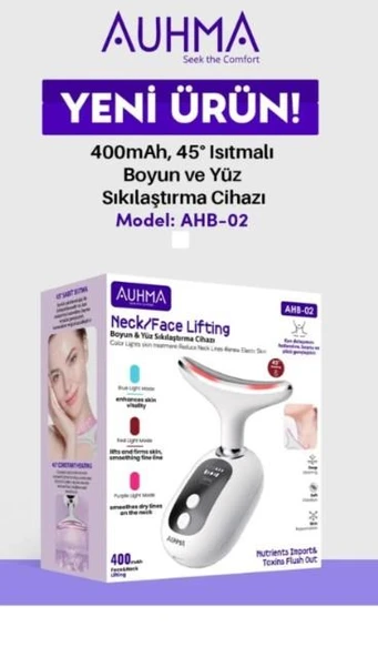 AHB-02 400mAh, 45 Derece Isıtmalı, LCD Göstergeli Boyun ve Yüz Sıkılaştırma Cihazı - Resim 2