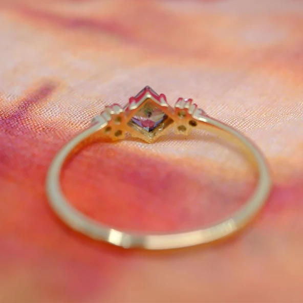 Gümüş Yüzük - Mistik Topaz Taşlı Alyans Yüzük- 0.40 Karat Topaz Evlilik Teklifi 925 Ayar Gümüş Yüzük - 7