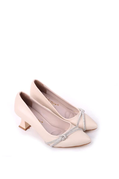 Papuç Sepeti 803 Kadın 6 cm Topuklu Taşlı Klasik Ayakkabı ürün görseli 1