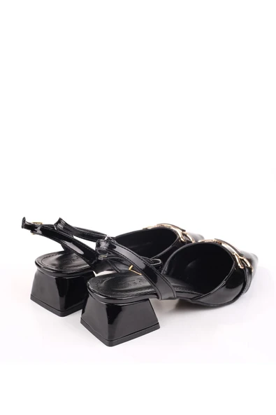 Papuç Sepeti 865 Kadın Rugan Klasik Topuklu Ayakkabı - Resim 9