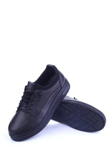 Papuç Sepeti 586 Hakiki Deri Streç Bağcıklı Günlük Erkek Ayakkabı - Resim 5