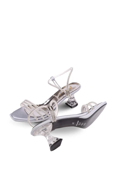 Papuç Sepeti 4750 Kadın 5 Cm Topuk Taşlı Abiye Sandalet - Resim 5