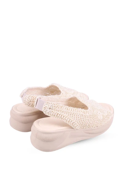 Papuç Sepeti 4708 Kadın 5 Cm Dolgu Topuklu Örgü Sandalet - Resim 6