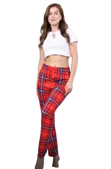 Pijama Altı Modal Ring Viskon Kumaş-Ekose Desenli