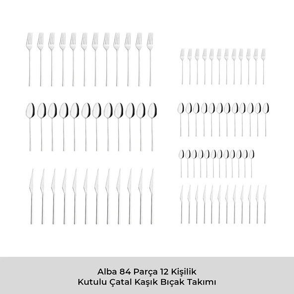 Emsan Alba 84 Parça 12 Kişilik Kutulu Çatal Kaşık Bıçak Takımı - Resim 6