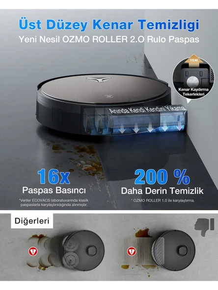 Ecovacs Deebot X11 OmniCyclone Toz Torbasız Robot Süpürge ve Paspas PowerBoost Süper Şarj - 4