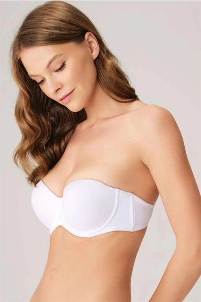 Amora Secret Balenli Destekli Dolgulu Askısız Straplez Günlük Klasik T-Shirt Sütyeni ürün görseli