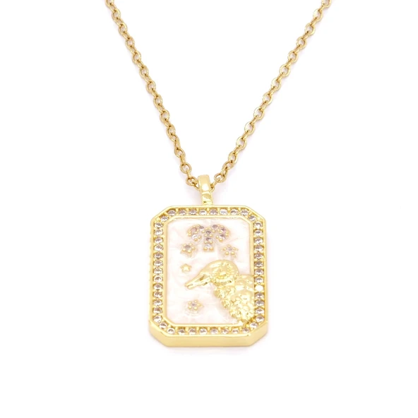 Çelik Kolye, Altın Kaplama Koç Burcu Kadın Kolye K-117 ürün görseli