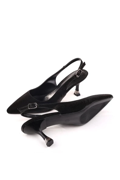 Papuç Sepeti 4000 Kadın 7,5 Cm Topuklu Arkası Açık Stiletto Ayakkabı - Resim 6