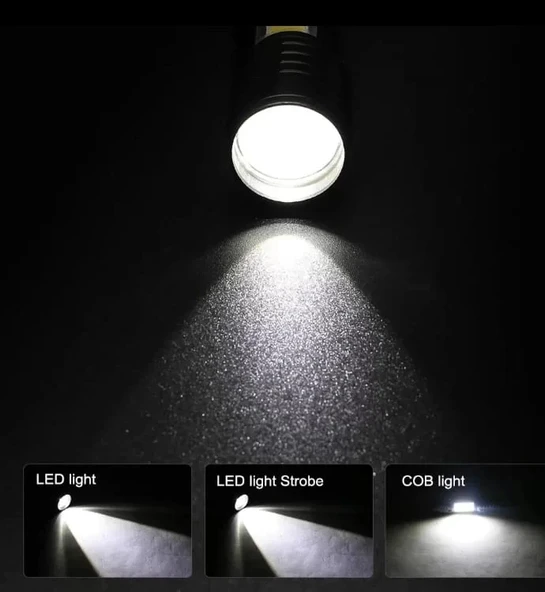 Wuben Wb-017 Zoomlu Şarjlı Cob Led Güçlü El Feneri - Resim 6