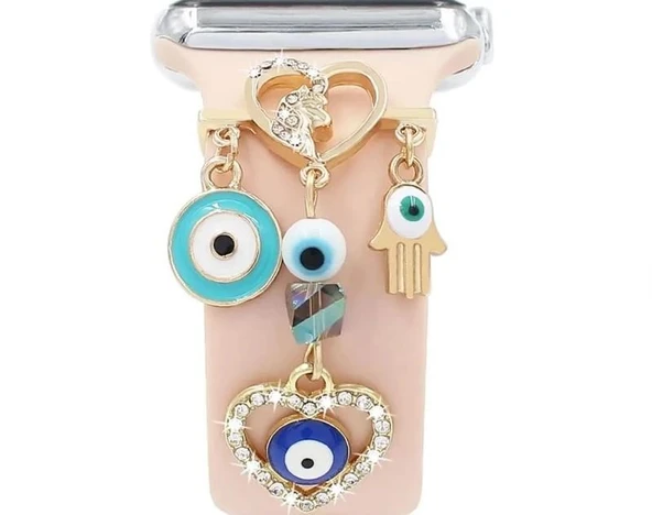 Apple Watch  Kordon Süsü Charm Kalp ve Nazar Boncuğu ürün görseli