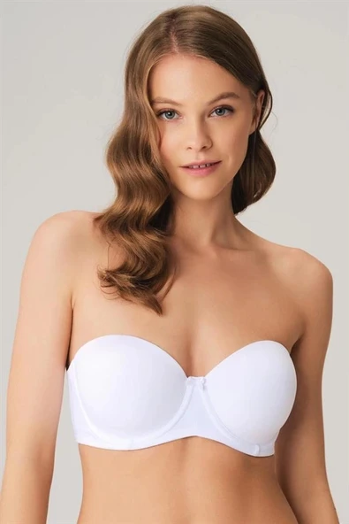 Amora Secret Balenli Desteksiz Dolgusuz Askısız Straplez Yumuşak Süngerli Günlük Klasik T-Shirt Sütyeni - Resim 3