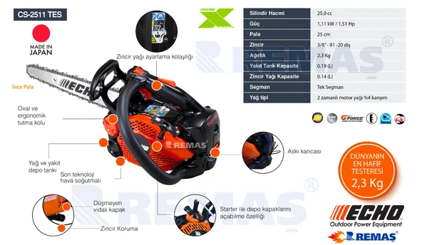 Echo CS-2511TES-C Benzinli Motorlu Testere 1.5 HP - Resim 8