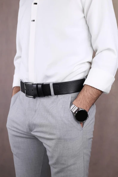 Papuç Sepeti Smt-4414 Erkek Hakiki Deri Klasik Kot Kemeri - Resim 3