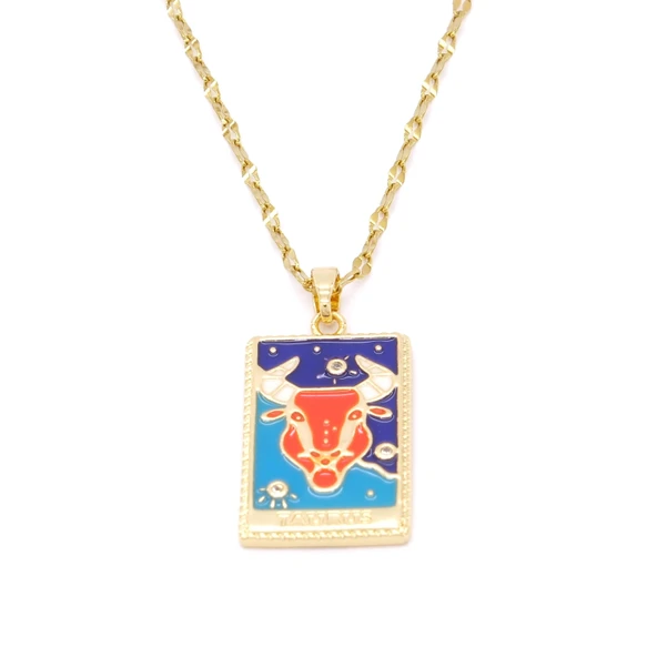 Çelik Kolye, Altın Kaplama Boğa Burcu Kadın Kolye K-137 ürün görseli