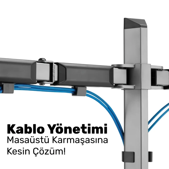 NPO STD55024S Basic 17"-32" Geniş Aralıklı Hareketli VESA Çift Kol Monitör Tutucu - Resim 5