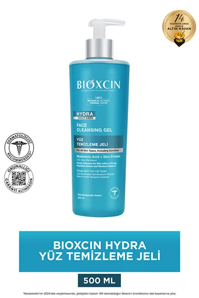 Bioxcin Hydra Kuru Ve Hassas Ciltler İçin Yüz Temizleme Jeli 500 ml - Hyalüronik Asit, Aloe Vera, Pantenol ürün görseli 1