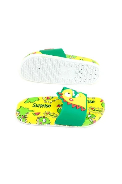Gezer Dinazor Desenli Kaydırmaz Taban Yazlık Erkek Çocuk Terlik - Resim 4