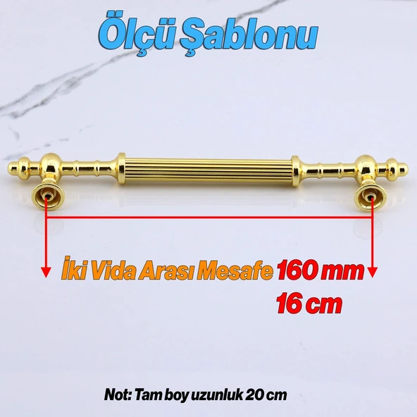 Mobilya Çekmece Mutfak Dolabı Dolap Kulpları Kulbu Kulpu Altın Gold Metal Kulp 160 mm- 16 cm - Resim 2