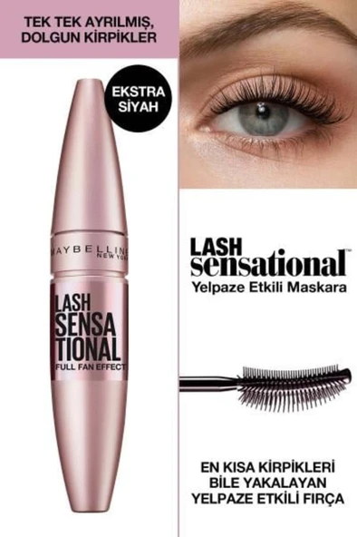 Maybelline New York Lash Sensational Yelpaze Etkili Siyah Maskara - Resim 5