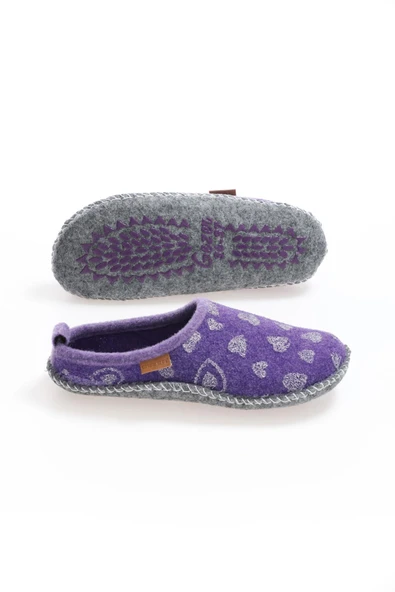 Gezer 12940 Kadın Keçe Kumaş Sessiz Taban Ev-Halı Terliği - Resim 4