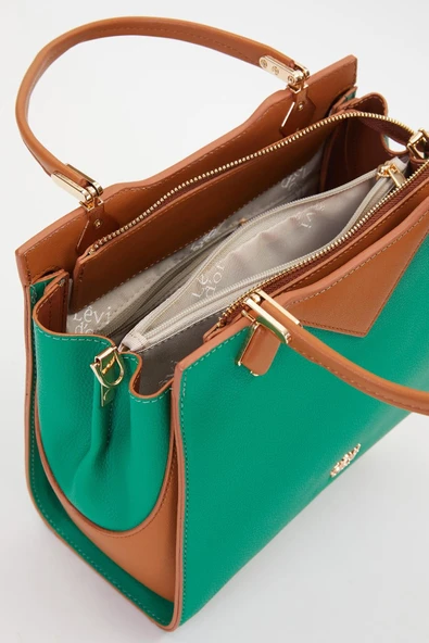 Levidor Yeşil Camel Kadın Omuz Çantası 930204 - Resim 3