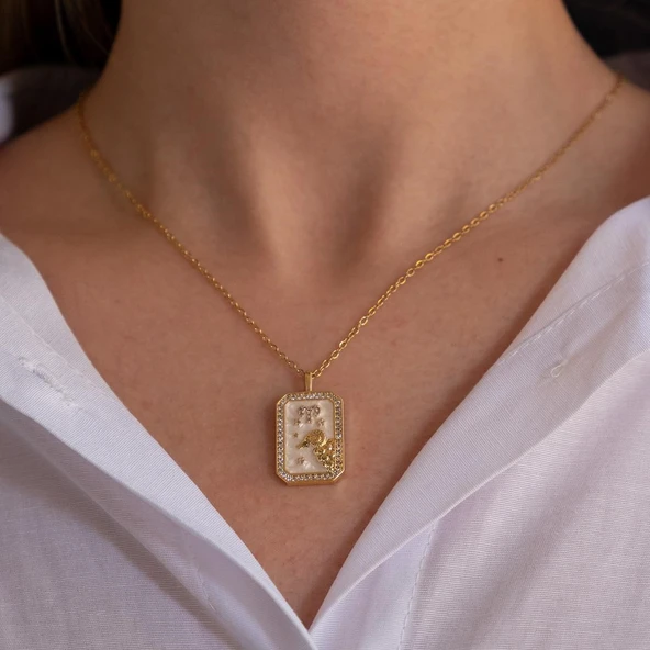 Çelik Kolye, Altın Kaplama Koç Burcu Kadın Kolye K-117 - Resim 3