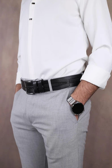 Papuç Sepeti Smt-4412 Erkek Hakiki Deri Klasik Kot Kemeri - Resim 3