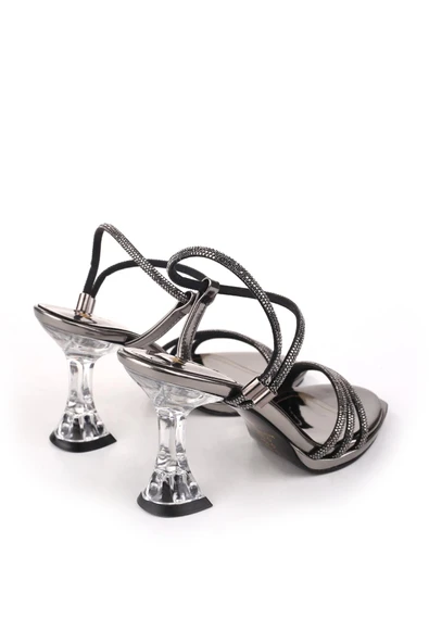 Papuç Sepeti 4749 Kadın 9 Cm Topuk Taşlı Abiye Sandalet - Resim 7