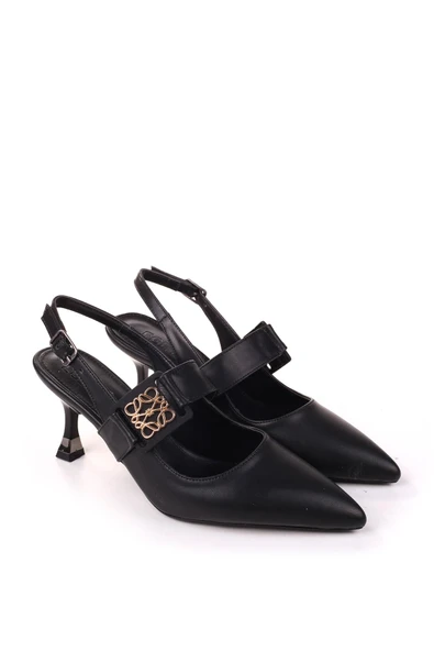 Papuç Sepeti 4005 Kadın 7,5 Cm Topuklu Arkası Açık Stiletto Ayakkabı - Resim 2