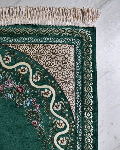 Çeyizlik Hediyelik Seccade Eşarp Tesbih Set – Kadife Astarlı Seccade, Eşarp, Kristal Tesbih Kutulu Lüks Hediye Seti - Resim 10