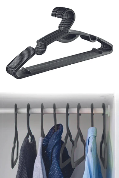 Vienev 12li Slim Elbise Askısı Siyah - Resim 3