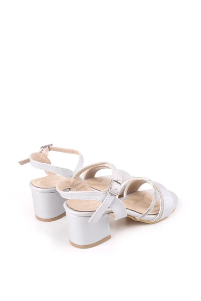 Papuç Sepeti 411 Kadın Taş Detaylı 6 Cm Topuklu Sandalet Ayakkabı - 11