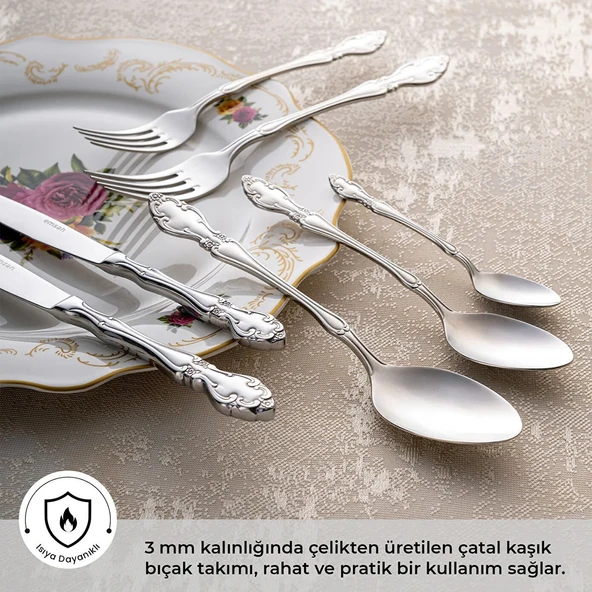 Emsan Royal 84 Parça 12 Kişilik Çatal Kaşık Bıçak Takımı Lüks Kutulu - Resim 2