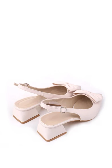 Papuç Sepeti MR150 Kadın Fiyonklu 4,5 Cm Topuklu Ayakkabı - Resim 8