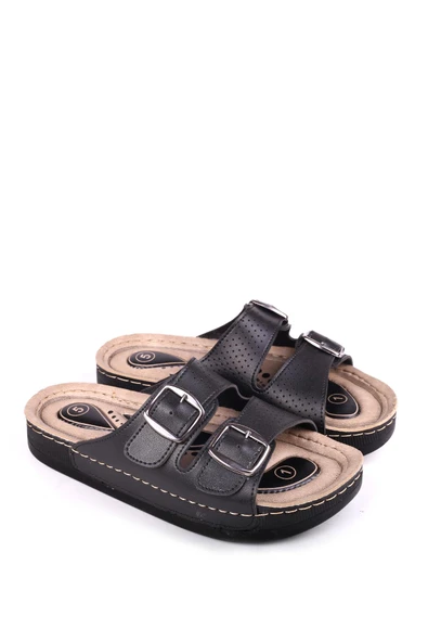 Papuç Sepeti 4872 Hera Kadın Çift Tokalı Rahat Taban Günlük Terlik - Resim 2