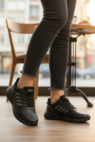 Walkway Siyah Bağcıklı Hafif Esnek Unisex Spor Ayakkabı Nereus G - Resim 3