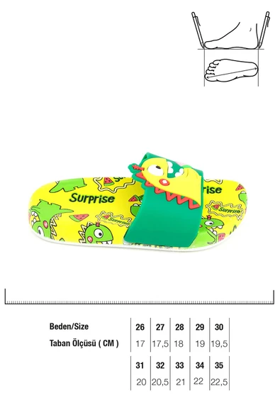 Gezer Dinazor Desenli Kaydırmaz Taban Yazlık Erkek Çocuk Terlik - Resim 2