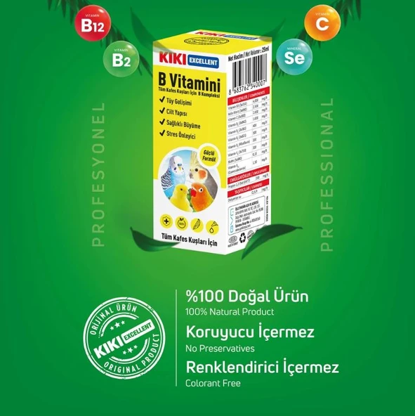 Kiki Excellent Kuş B Vitamini 25 ml - Resim 2